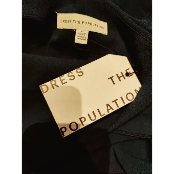 Dress The Population Georgiana Peacock Blue One-shoulder Thigh-High Slit M - Picture 8 of 11